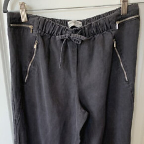 Pre-Loved Zara Premium Denim Collection Dark Grey Linen Joggers - Size L - Picture 1 of 6